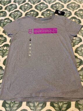 Under Armour Women's Grey w/ Purple Softball T-shirt Women's Sz Large